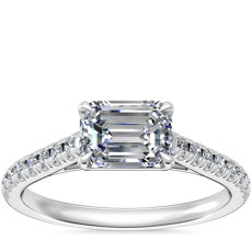 East West Diamond Engagement Ring in Platinum